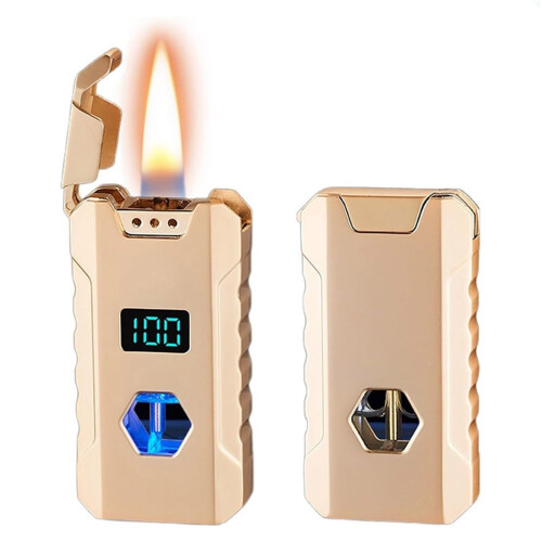 Smart Voice Controlled Windproof Kerosene Lighter with Visible Fuel Window, 4 Ignition Modes, Rechargeable for Camping
