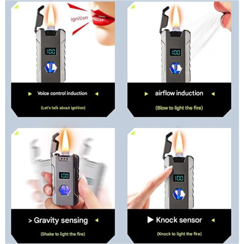 Smart Voice Controlled Windproof Kerosene Lighter with Visible Fuel Window, 4 Ignition Modes, Rechargeable for Camping 1