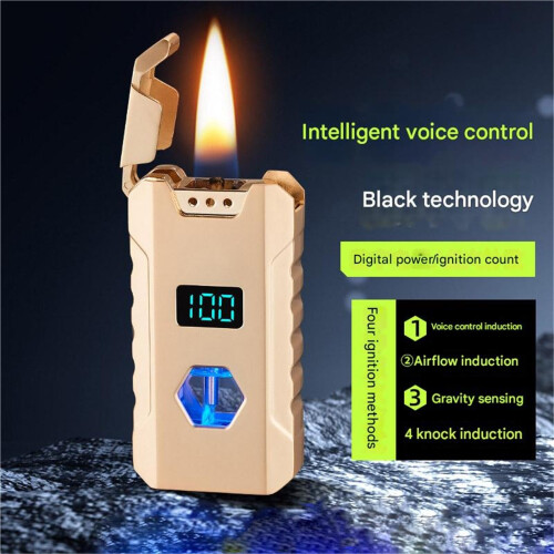 Smart Voice Controlled Windproof Kerosene Lighter with Visible Fuel Window, 4 Ignition Modes, Rechargeable for Camping 2