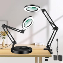 8X Magnifying Desk Lamp with 1800 Lumen LED Light, 3 Color Modes and Timer, Clamp Stand for Reading Crafts