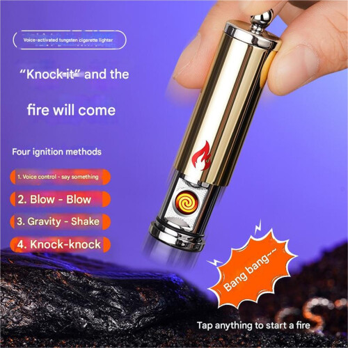 Smart Voice Controlled Windproof Lighter, Tungsten Flameless USB Rechargeable Lighter for Men Gift 1