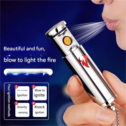 Smart Voice Controlled Windproof Lighter, Tungsten Flameless USB Rechargeable Lighter for Men Gift 2