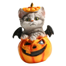 Halloween Miniature Pumpkin Figurines Lovely Cats Pumpkin
