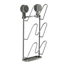 Wall Mount Suction Pot Lid Rack Storage-Three layer gun gray
