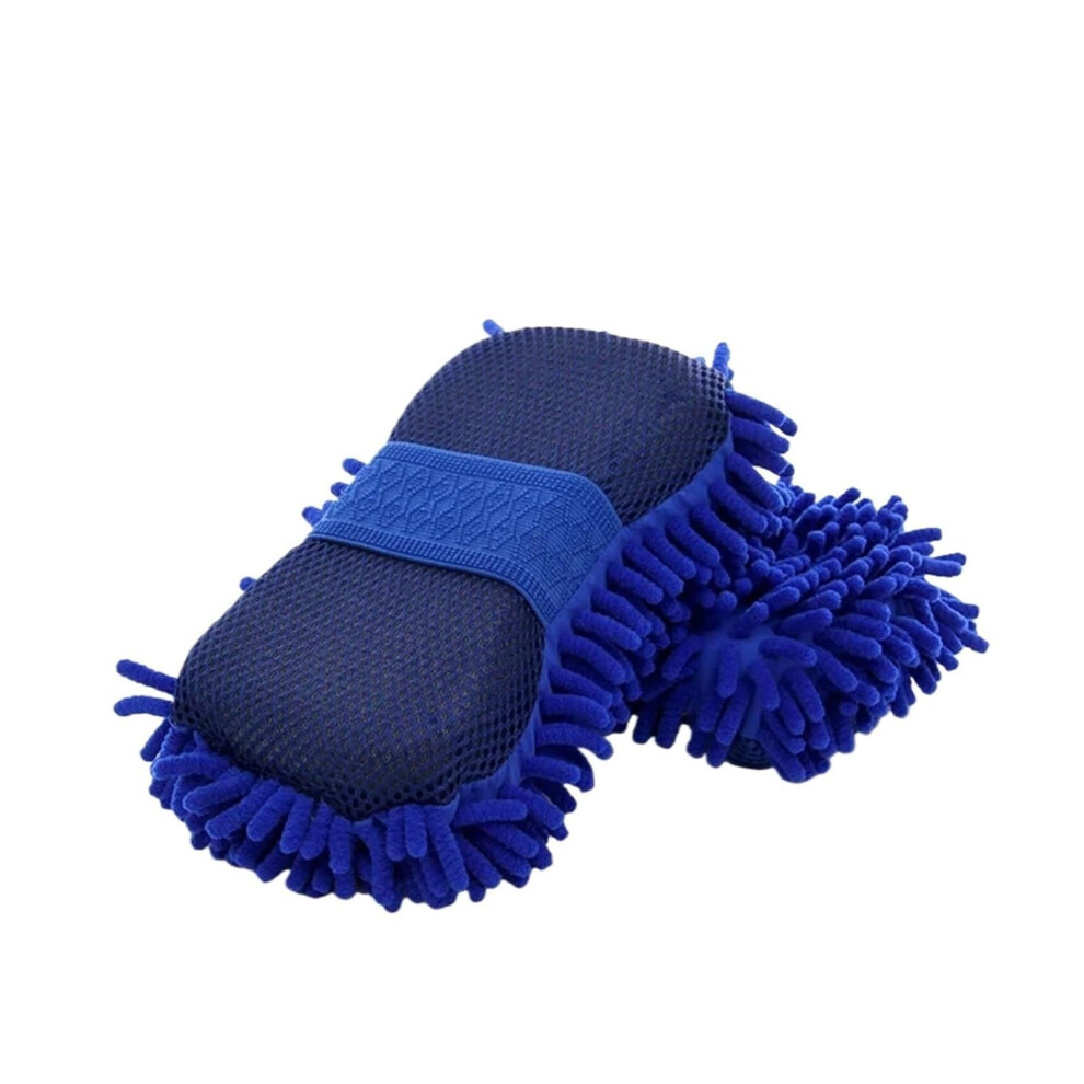 Car Wash Mitt 2 Pack Microfiber Doublesided Chenille Glove Scratch Absorbent Flower Blue 9073542121275