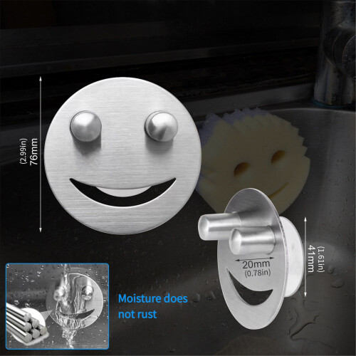 Stainless Steel Smiling Sponge Hook Key Organizer Rustproof 2