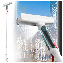 75'' Window Cleaning Kit with Spray and 4Section Extension Pole, 4 in 1 Window Squeegee for Glass Door and Shower