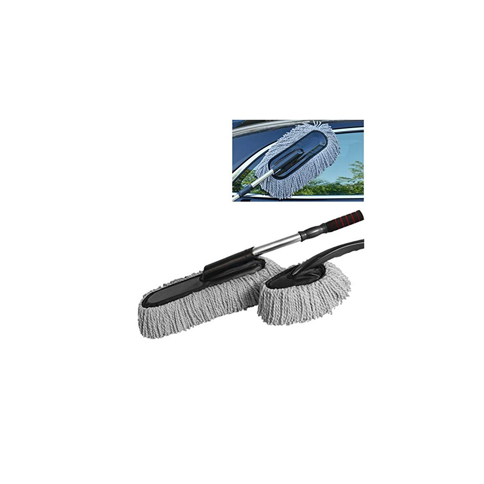 Retractable Car Wash Mop With Stainless Steel Handle, Soft Scratch Cleaning Brush, Grey 9330225453277