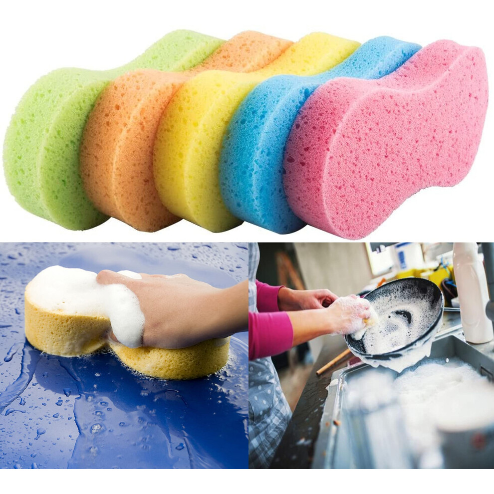 Car Wash Sponge Pads 5 Pcs Scratch Reusable Honeycomb Foam Scrubber For Car And Kitchen 9330225453031