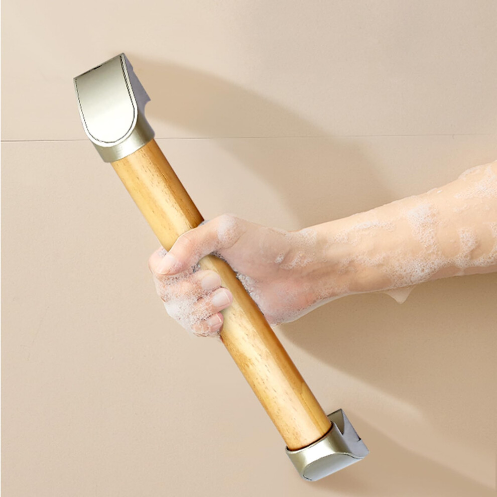 Bathroom Grab Bar 34cm Wooden Shower Safety Rail for Elderly with Waterproof NonSlip WallMounted Design