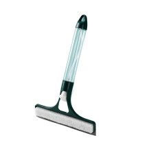 3in1 Shower Squeegee with Hook, Dark Green Bathroom Glass Cleaner with Long Handle and Soft Rubber Blade