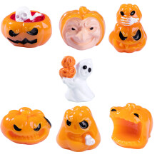 Ensemble de 7 figurines fantomatiques de citrouille en résine,