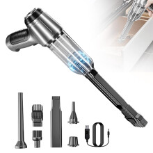 Cordless Car Vacuum Cleaner 12000Pa, 3 in 1 Handheld Vacuum, Brushless Motor, USB Charging, Silver