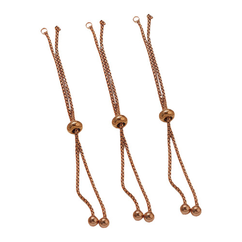 Paquet de 3 chaînes-style de perle carrée en or rose1
