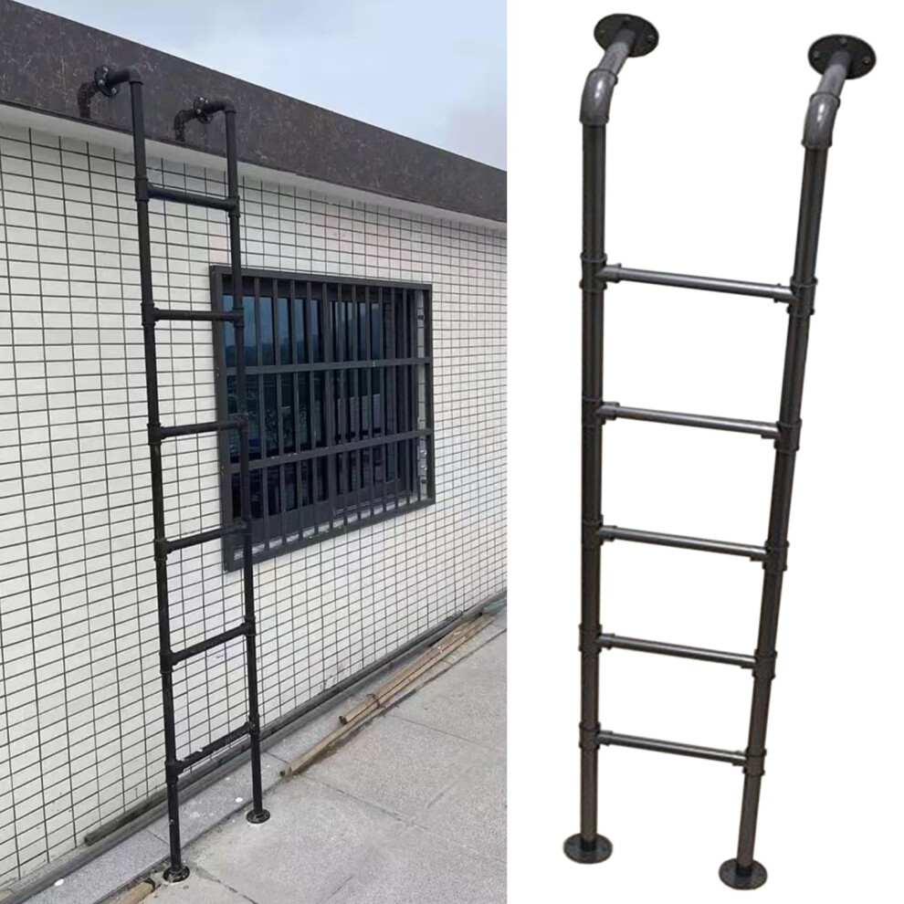 Heavy Duty Metal Loft Ladder With Antislip Safe Steps, Wall Mounted Iron Bunk Bed Ladder 1.85M 9330225453574