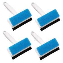 4Pcs Double Sided Window Squeegee and Bathroom Tile Scrubber with Ergonomic Grip for Glass and Shower Cleaning
