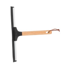 Window Squeegee with Durable Wooden Handle for Streak Glass, Shower Door and Mirror Cleaning