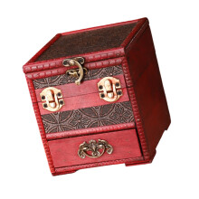 Boîte à souvenirs en bois sans date avec un miroir-6021C raisin