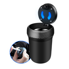 Car Ashtray with LED Light and Builtin Electric Lighter for Audi Q1Q8 TT, Detachable Windproof Design