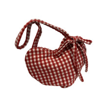 Elegant Heart Embellished Travel Shoulder Bag Casual-Red