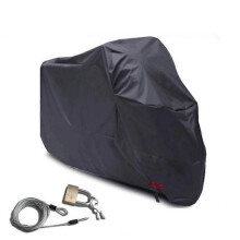 (3XL, Black) Motorcycle Cover, 210D Oxford Cloth XXXL Dustproof Splashproof Universal Protective Cover with lock