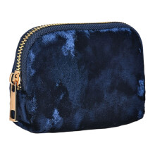 Compact Velvety Jewelry Pouch With Secure Zipper-royal blue