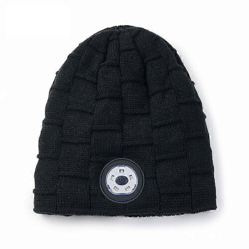 (Black) Bluetooth Beanie Cap with Light, Unisex USB Rechargeable 5 LED Headlight Cap
