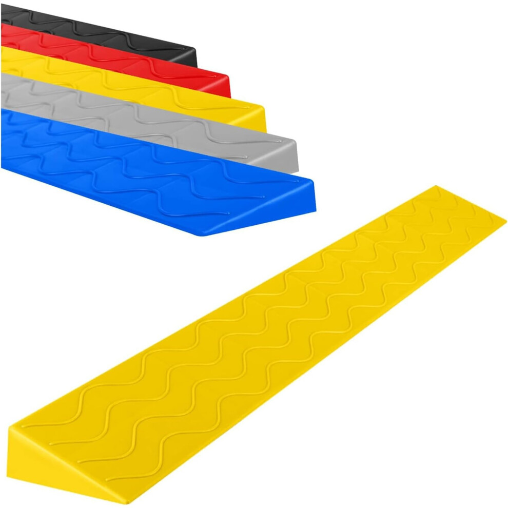 Yellow Wheelchair Threshold Ramp, Heavy Duty Nonslip Rubber Ramp For Doorway Entry And Step Transition