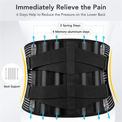 Lower Back Support Double Pull Lumbar Support Belt for Relieving Back Pain  Black XX 2