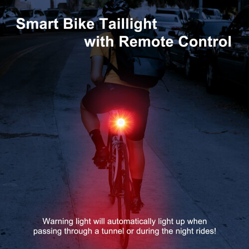 Smart Bike Tail Light with Remote Control, AntiTheft Bike Alarm, Automatic Brake Light, IP54 Waterproof 1