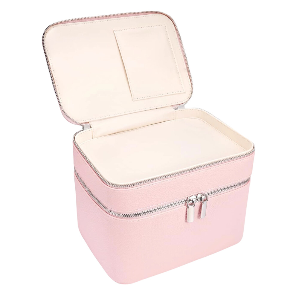 Pink Practical Two Level Beauty Case For Efficient Arrangement