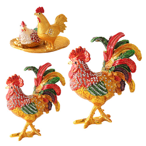 Practical Alloy Rooster Jewelry Display-Double chicken model 1