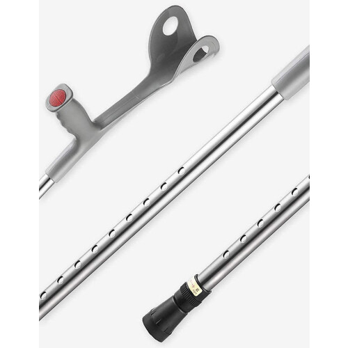 Adjustable Walking Crutch with Ergonomic Grip, Aluminum Foldable Walking Stick for Elderly Support 2