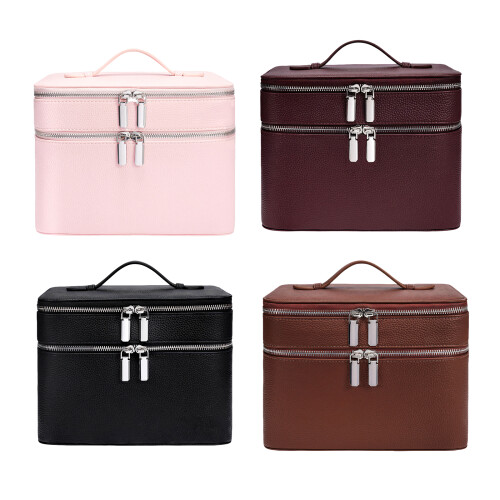Elegant 2 Compartment Makeup Bag Having Spacious Interior-Black 1