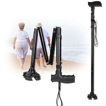 Folding Walking Cane for Seniors, Adjustable Height Lightweight Aluminum with Ergonomic Grip and Wrist Strap
