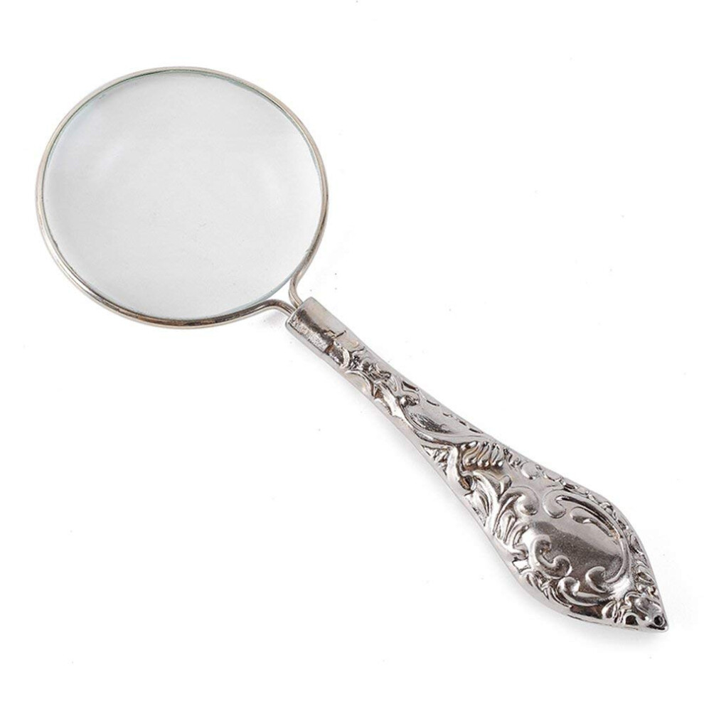 4X Handheld Magnifier with 45mm Wide Lens and Ergonomic Metal Handle for Reading and Inspection