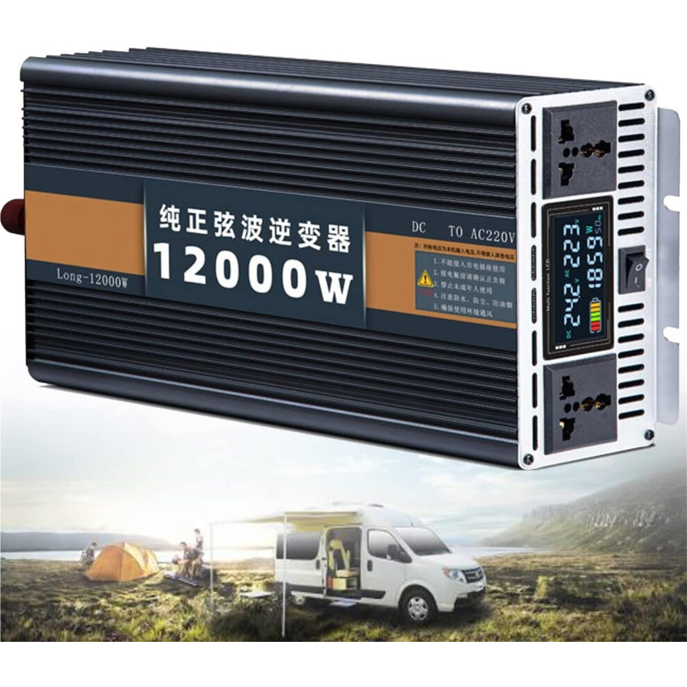 12000W Pure Sine Wave Inverter 12V/24V/48V/60V Dc To 220V Ac With Smart Lcd Display For Home Rv Truck Solar Use 9351714600033