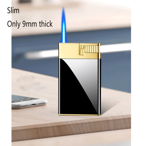 Windproof Refillable Butane Lighter, Metal Direct Flame Torch for Outdoor Use, Lightweight Red Model 2