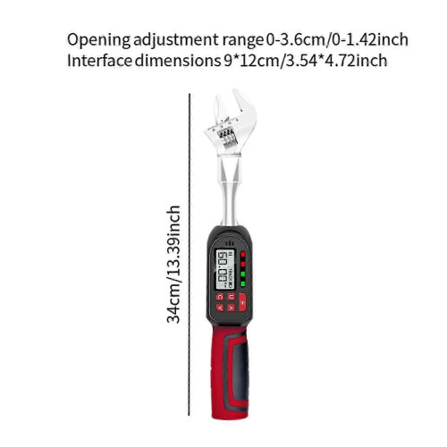 (Total length 34cm) Digital Torque Wrench LED and Buzzer Notification Compact 4 Unit Switching Lightweight for Professional 1