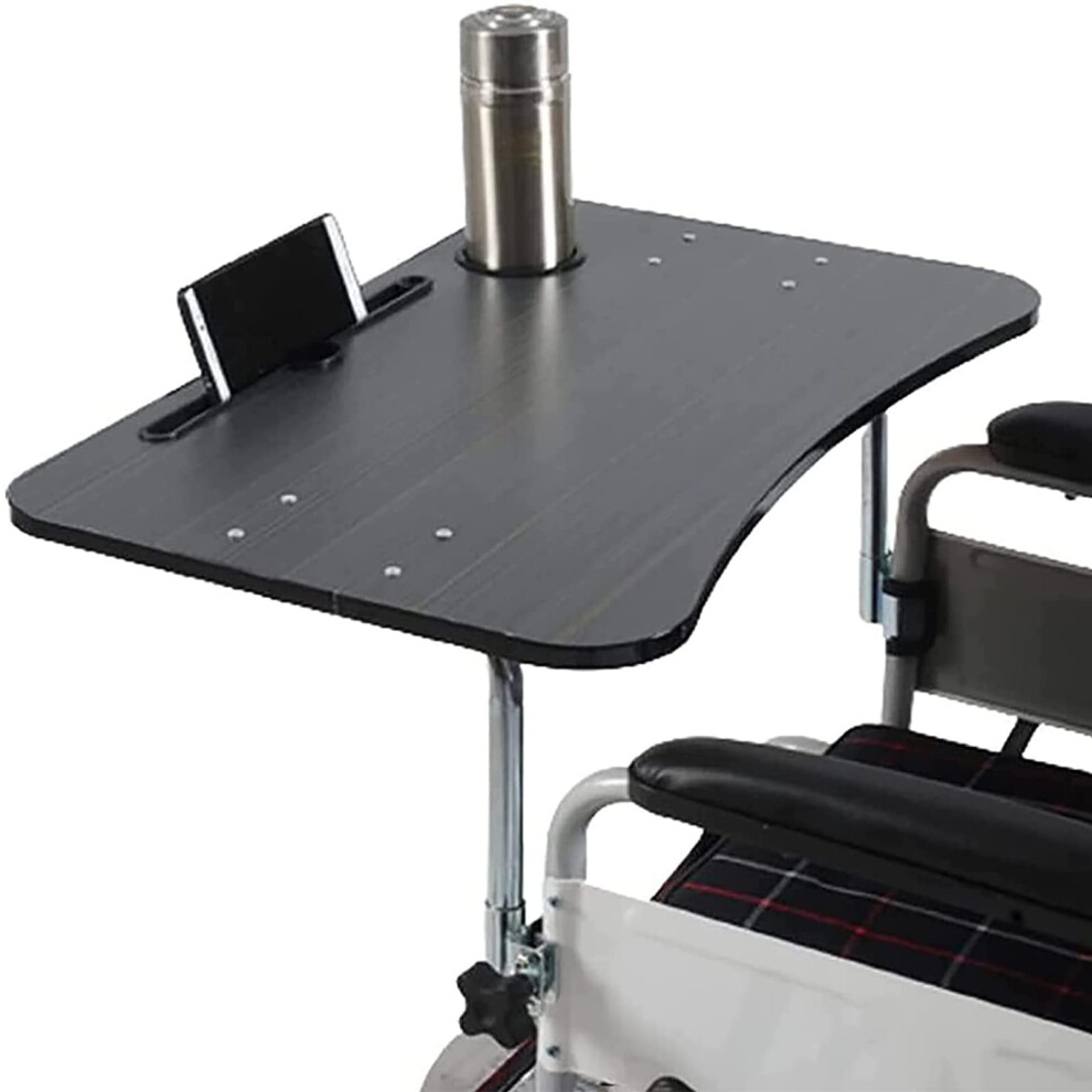 Detachable Wooden Wheelchair Tray Table with Cup and Phone Holder, Stable Dining Surface, Easy Clean Finish