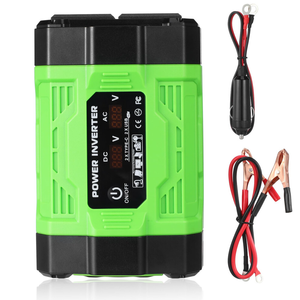 Car Power Inverter 300W Dc To Ac Converter With Dual Ac And Usb Typec Ports Lcd Display For Car Rv Boat 9771547973881