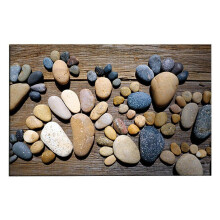 (M D) Entry Door Mat 3D Vision Effect Stone Print Anti-slip Rectangle Thickened Decoration Indoor Outdoor