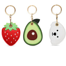 3 Pack Leather Keychain Case for AirTag, Cute ScratchResistant Holder with Secure Keyring (Strawberry, Avocado, Dog)