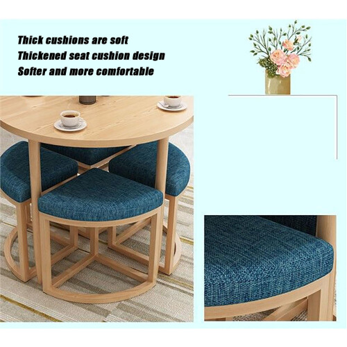Round Dining Table Set for 4, Modern Kitchen Table and Chairs with Space Saving Design, 80x75cm 1
