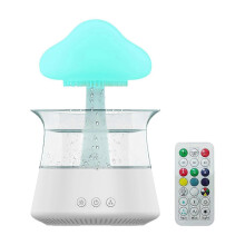 (White Green) Rain Cloud Humidifier Water Drip Colors Night Light Mushroom Lamp Diffuser