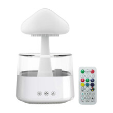 (White) Rain Cloud Humidifier Water Drip Colors Night Light Mushroom Lamp Diffuser