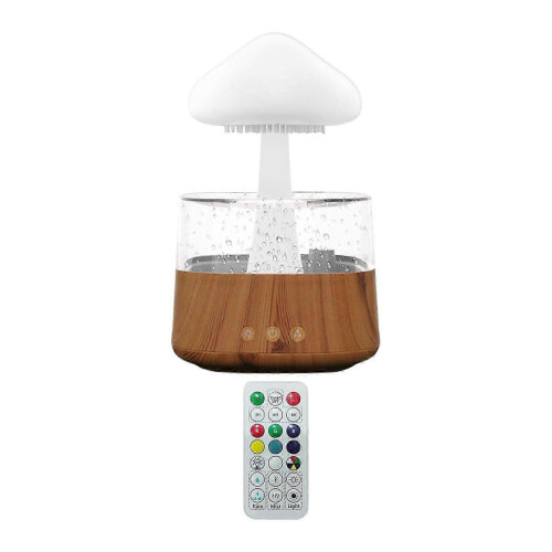 (Grain) Rain Cloud Humidifier Water Drip Colors Night Light Mushroom Lamp Diffuser
