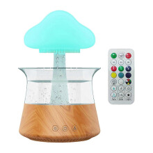 (Grain Green) Rain Cloud Humidifier Water Drip Colors Night Light Mushroom Lamp Diffuser