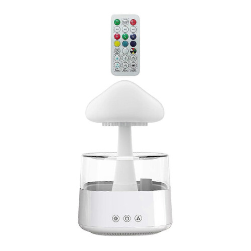 (White) Rain Cloud Humidifier Water Drip Colors Night Light Mushroom Lamp Diffuser 2