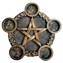 (Brass A) Astrology Resin Candlestick Table Pentacle Altar Plate Cards Divination Ceremony Tea Lights Candle Holder Home Ornament